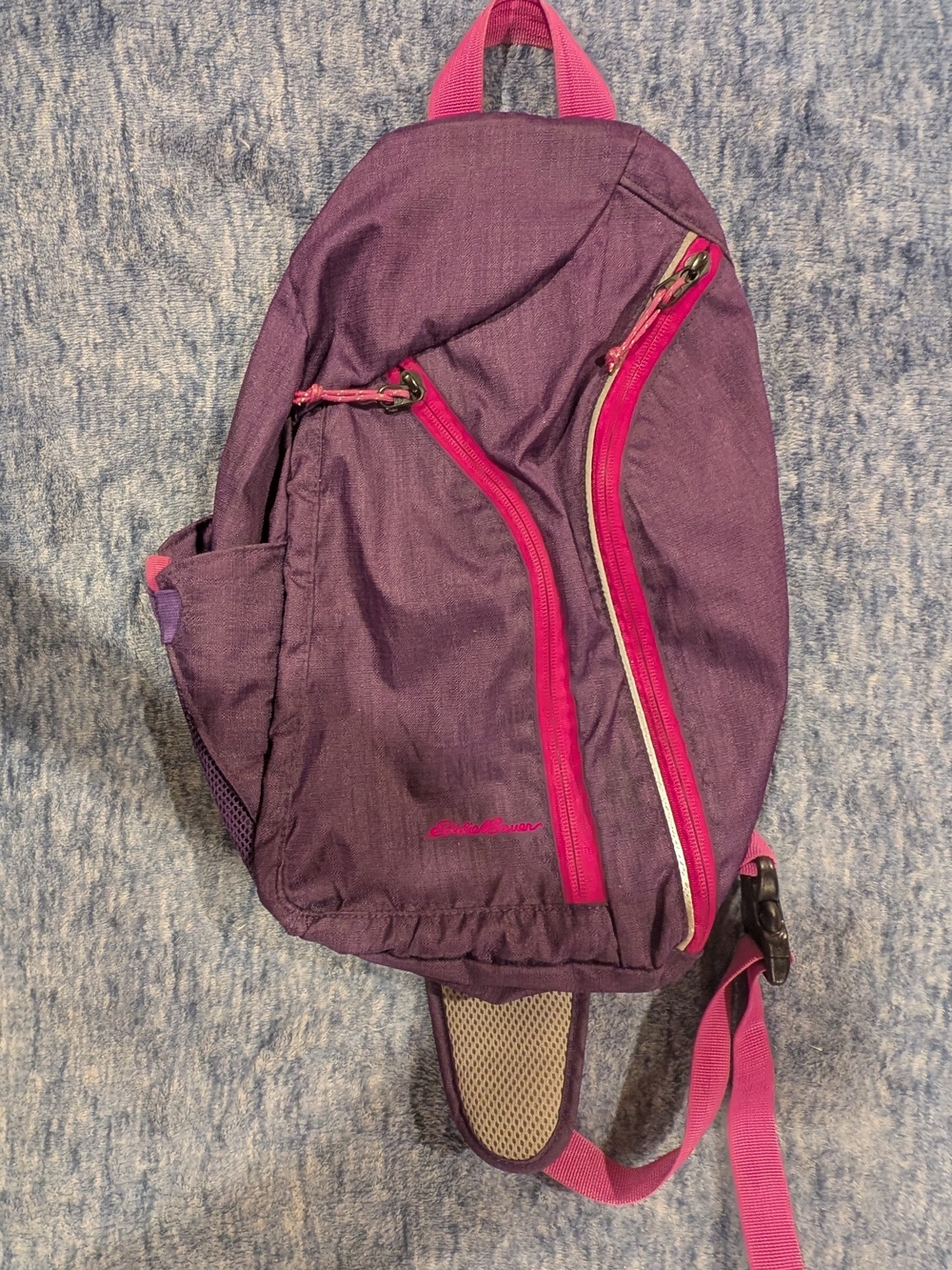 Eddie Bauer Purple Sling Backpack with Pink Accents